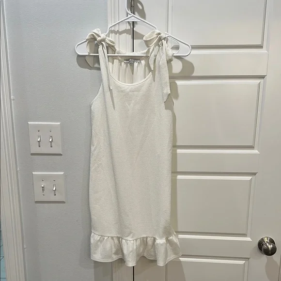 Green Envelope Cream White Ruffle Dress